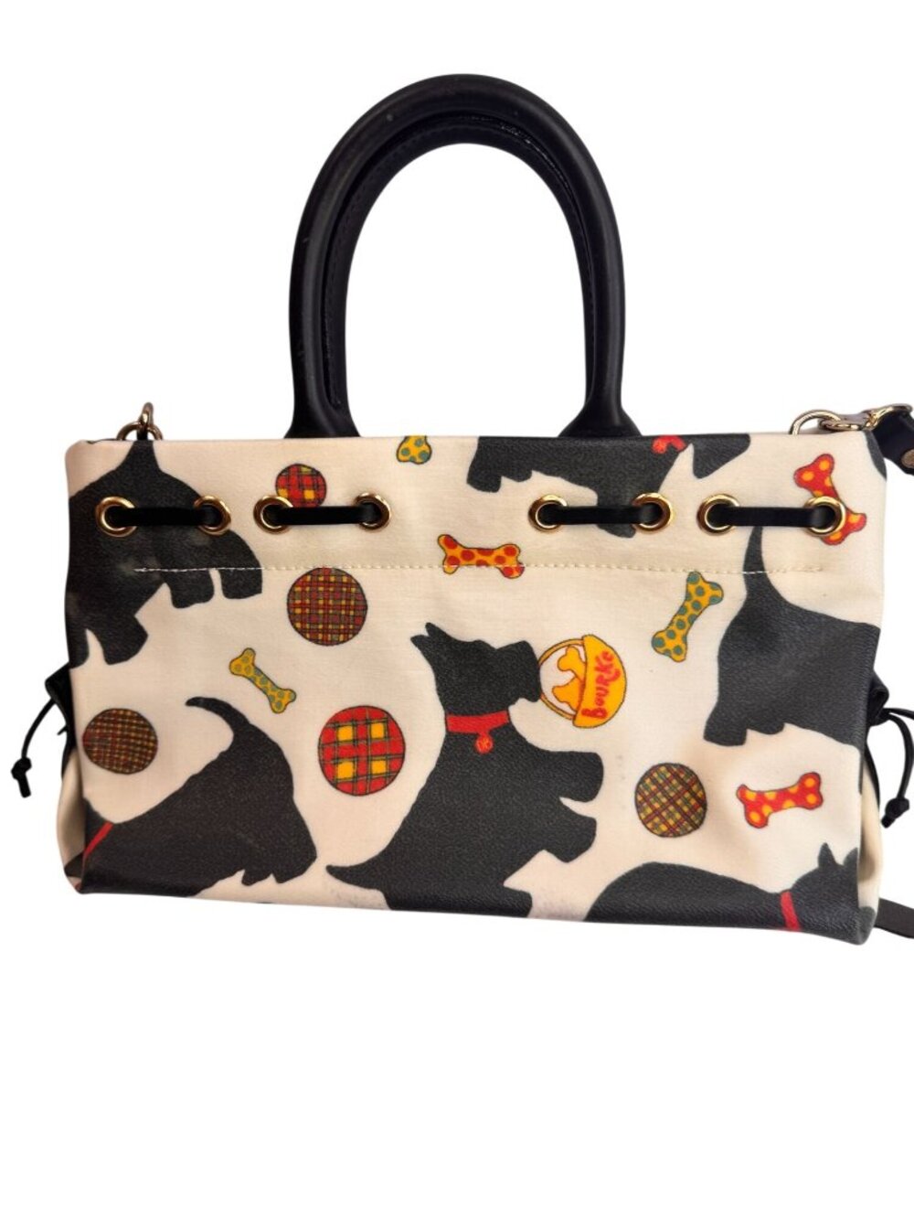 Dooney & Bourke Scottie Dog Satchel Handbag Cream Black Made USA Crossbody - Picture 3 of 9